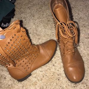 Women’s brown studded booties